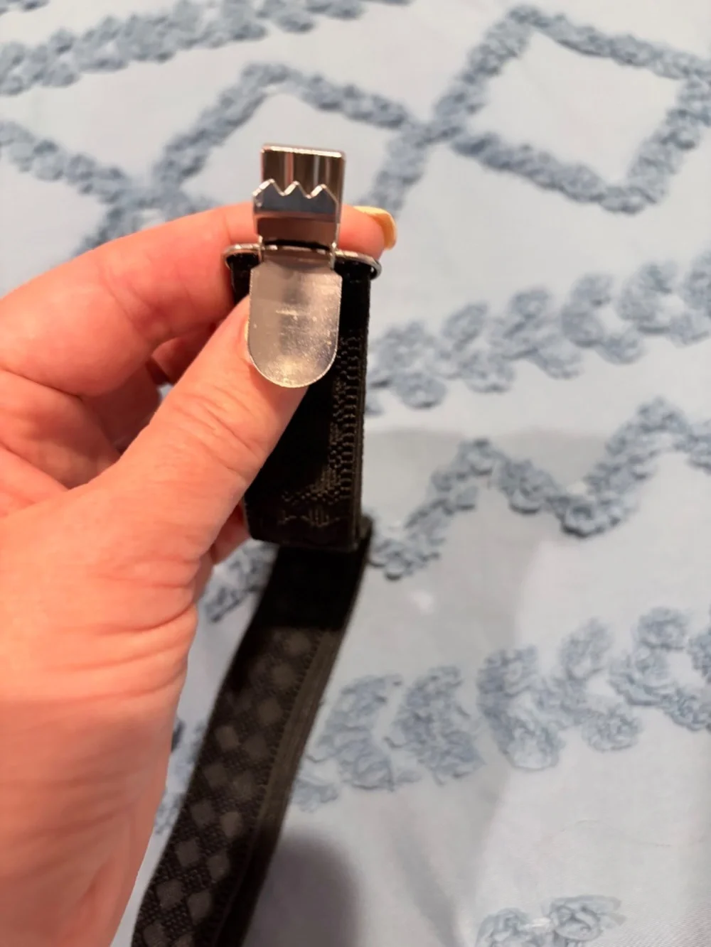 Kids Black Patterned Adjustable Y-Back Suspenders Silver Clips